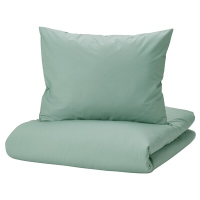 STRANDTALL被套和枕套,灰绿色的/深绿色150 x200/50x60厘米