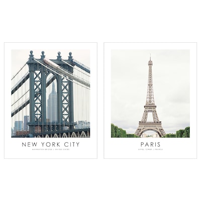 PJATTERYD Bild曼哈顿桥和Eiffelturm 40×50厘米