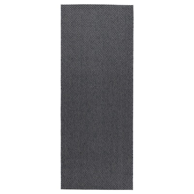 MORUM Tæppe fladvævet,印度/乌兰,mørkegra 80 x200型cm