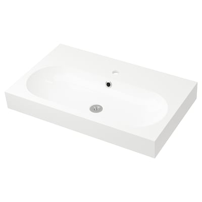 BRAVIKEN单一洗手盆,白色,80 x48x10厘米