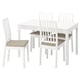 EKEDALEN / EKEDALEN桌子和4把椅子,白色/ Hakebo米色,120/180厘米