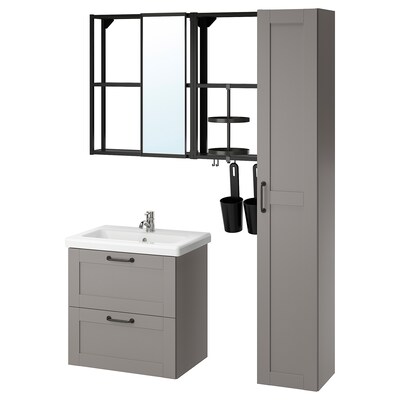 ENHET / TVALLEN浴室家具,18,灰色框/无烟煤Pilkan利用64 x43x65厘米