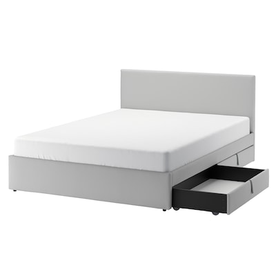GLADSTAD软垫床,2存储盒,Kabusa浅灰色,标准的两倍