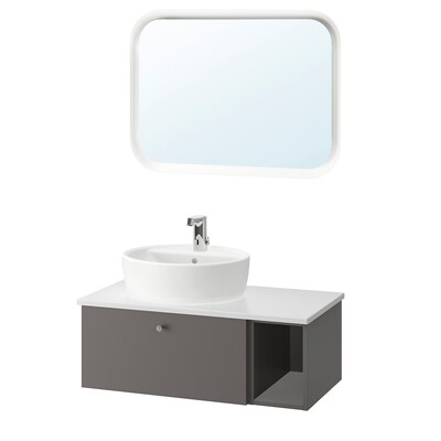 GODMORGON / TOLKEN / TORNVIKEN浴室家具,6,Gillburen深灰色/大理石效果Brogrund利用82 x49x45厘米