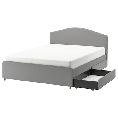 HAUGA软垫床,2存储盒,Vissle灰色,标准的两倍