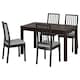 LANEBERG / EKEDALEN桌子和4把椅子,棕色/黑色浅灰色,130/190x80厘米