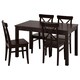 LANEBERG / INGOLF桌子和4把椅子,棕色/褐黑色,130/190x80厘米