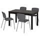 LANEBERG / KARLJAN桌子和4把椅子,棕色/深灰色深灰色,130/190x80厘米
