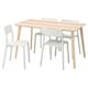 LISABO / JANINGE桌子和4把椅子,火山灰单板/白色,140 x78厘米