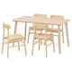 LISABO / RONNINGE桌子和4把椅子,火山灰单板/桦木、140 x78厘米