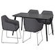 LISABO / TOSSBERG桌子和4把椅子,黑色/金属黑色/灰色140 x78厘米