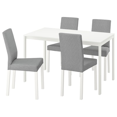 MELLTORP / KATTIL桌子和4把椅子,白色/ Knisa浅灰色,125厘米