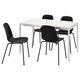 MELLTORP /丽达桌子和4把椅子,白色的白色/黑色/黑色,125厘米