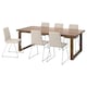 MORBYLANGA / LILLANAS桌子和6把椅子,布朗橡树单板染色/镀铬贡纳米色220 x100厘米