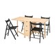 诺顿/联合国桌子和4把椅子折叠桦木/黑色,26/89/152厘米