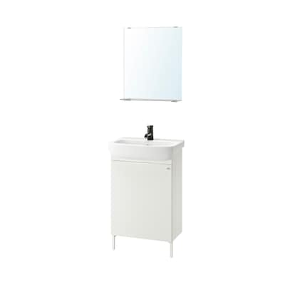 NYSJON / BJORKAN浴室家具,组5,白色/ Saljen丝锥,54 x40x98厘米