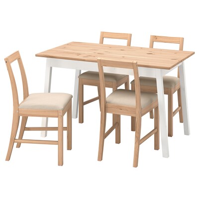 PINNTORP / PINNTORP桌子和4把椅子,浅棕色染色的白色彩色/ Katorp浅棕色染色,125厘米