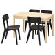RONNINGE / LISABO桌子和4把椅子,桦木/黑色,118/173厘米
