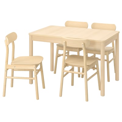 RONNINGE / RONNINGE桌子和4把椅子,桦木/桦木、118/173厘米