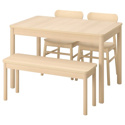 RONNINGE / RONNINGE表2椅子和长凳,桦木/桦木、118/173厘米