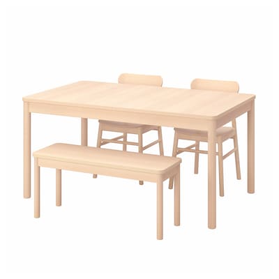 RONNINGE / RONNINGE表2椅子和长凳,桦木/桦木、155/210厘米
