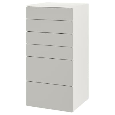 SMASTAD / PLATSA有6抽屉的柜子,白色/灰色,x57x123 60厘米