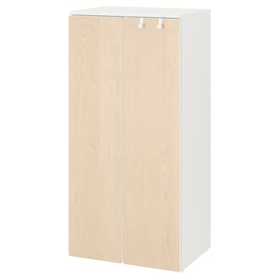 SMASTAD / PLATSA衣柜,白色/桦木、x42x123 60厘米