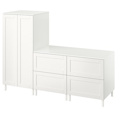 SMASTAD / PLATSA衣柜,白色与帧/ 2有抽屉的柜子,180 x57x133厘米