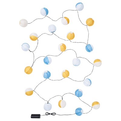 SOMMARLANKE与24灯泡,LED照明链装饰蓝色/黄色/电池驱动的户外