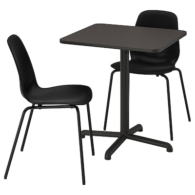 STENSELE /丽达桌子和2把椅子,无烟煤无烟煤/黑色/黑色,70 x70厘米