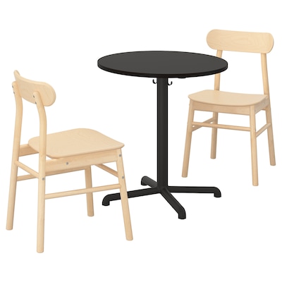 STENSELE / RONNINGE桌子和2把椅子,无烟煤/无烟煤桦木、70厘米