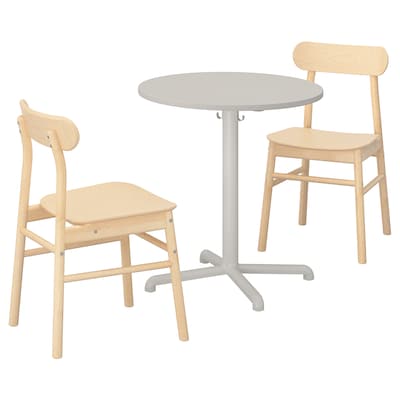 STENSELE / RONNINGE桌子和2把椅子,浅灰色/浅灰色桦木、70厘米