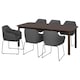 STRANDTORP / TOSSBERG桌子和6把椅子,棕色/金属黑色/灰色,150/205/260厘米