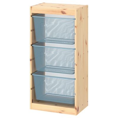 TROFAST存储结合盒、光白色彩色松/灰蓝色44 x30x91厘米