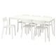 VANGSTA / JANINGE桌子和6把椅子,白色/白色,120/180厘米