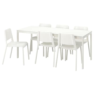 VANGSTA /特奥多尔桌子和6把椅子,白色/白色,120/180厘米