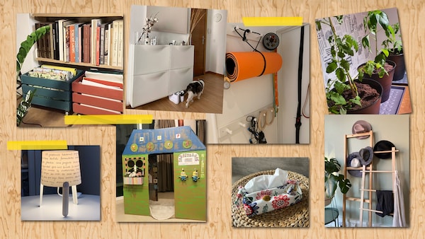 eight-image拼贴显示各种家居解决方案的存储、装饰和由宜家同事玩。亚博平台信誉怎么样