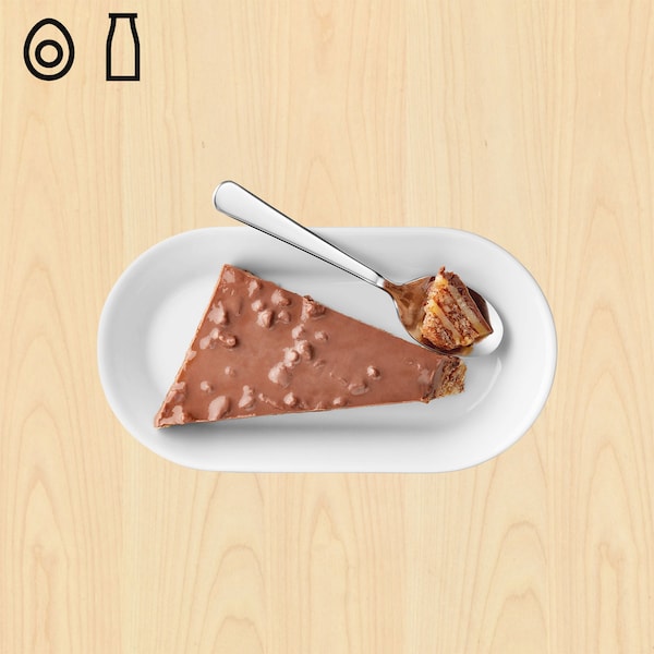 脆杏仁巧克力蛋糕,鸡蛋和牛奶食品符号缩略图的左上角