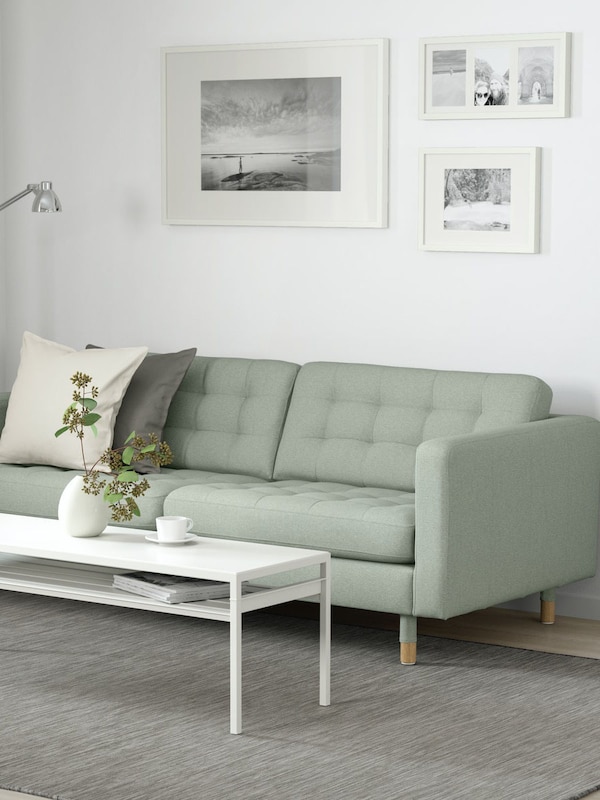 LANDSKRONA 3三种座位沙发、贡纳浅绿色/金属
