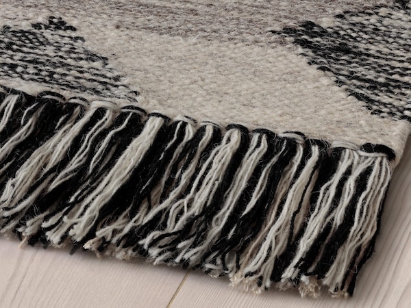 flatwoven地毯,手工/灰色黑色