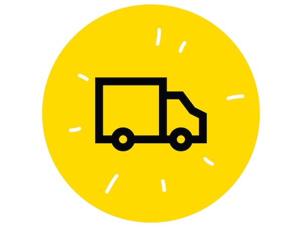 黄色圆圈和黑色卡车图标