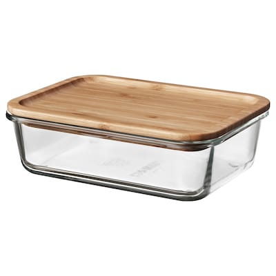 亚博平台信誉怎么样宜家365 +食品容器和盖子,矩形玻璃/竹,1.0 l