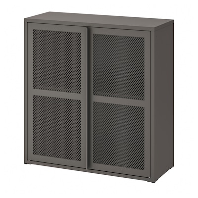 IVAR柜，带门，灰色网格，80x83厘米