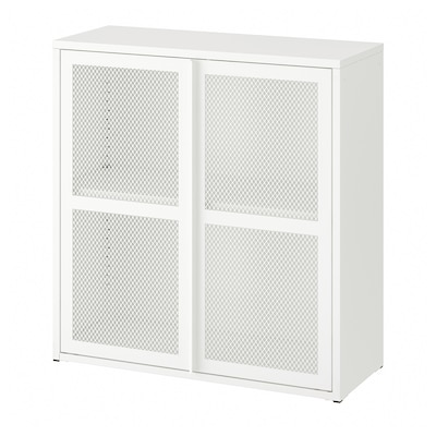 IVAR柜，带门，白色网格，80x83厘米