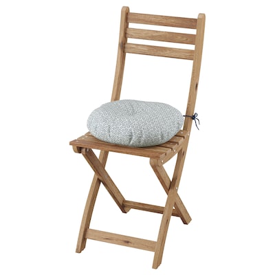 ASKHOLMEN椅、户外、可折叠的浅棕色染色/ Klosan蓝色
