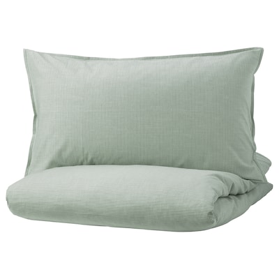 BERGPALM被套和枕套,绿色/条纹240 x220/50x80厘米