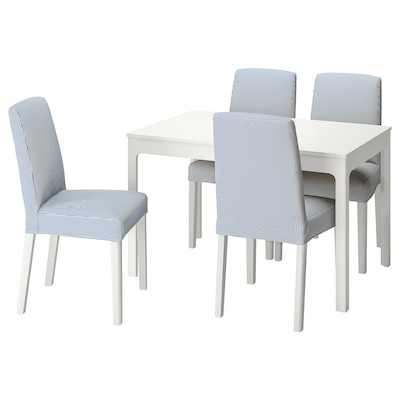 EKEDALEN / BERGMUND桌子和4把椅子,白色/ Rommele浅灰色/白色,120/180厘米