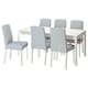 EKEDALEN / BERGMUND桌子和6把椅子,白色/ Rommele深蓝色/白色,180/240厘米
