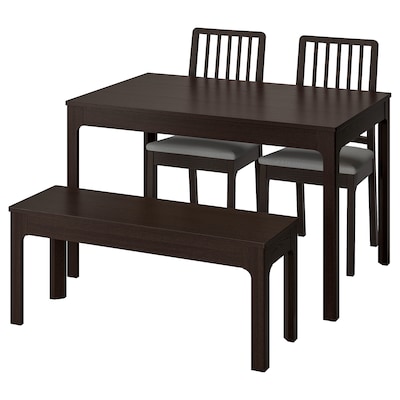 EKEDALEN / EKEDALEN表2椅子和长凳,深棕色/ Orrsta浅灰色,120/180厘米