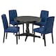 INGATORP / BERGMUND桌子和4把椅子,黑色/ Kvillsfors深蓝色/蓝色,110/155厘米